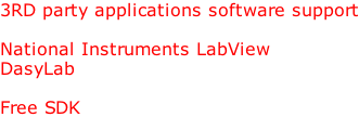3RD party applications software support National Instruments LabView DasyLab Free SDK
