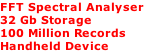 FFT Spectral Analyser 32 Gb Storage 100 Million Records Handheld Device